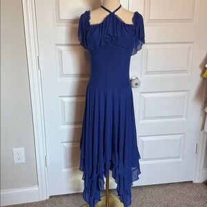 NWT Bebe cold shoulder ruffle hanky dress 💙 Sz medium